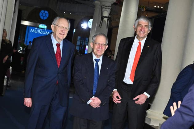 John Clarke, Michel H Devoret and John M Martinis, laureates in physics, during the signing of the Nobel Chairs at the Nobel Museum in Stockholm, Sweden, December 6, 2025 STOCKHOLM SWEDEN x10090x  Copyright: xClaudioxBresciani TTx NOBEL CHAIRS ARE SIGNED BY THE PRIZE WINNERS godBaLI6f6E