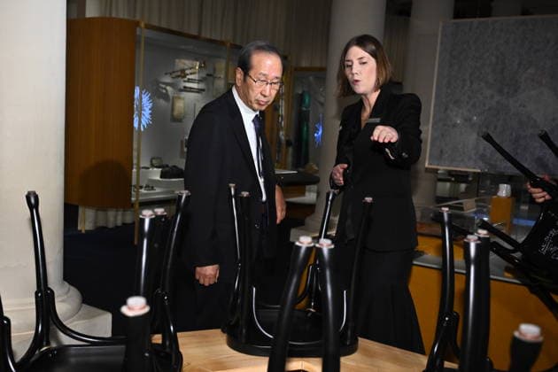 Susumu Kitagawa, laureate in chemistry, signs the Nobel Chairs at the Nobel Museum in Stockholm, Sweden, December 6, 2025 STOCKHOLM SWEDEN x10090x  Copyright: xClaudioxBresciani TTx NOBEL CHAIRS ARE SIGNED BY THE PRIZE WINNERS 1mWoY5gGkrA
