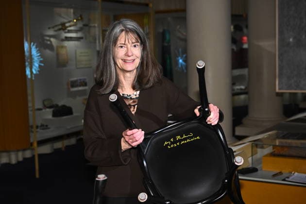 Mary E Brunkow, laureate in medicine, signs the Nobel Chairs at the Nobel Museum in Stockholm, Sweden, December 6, 2025 STOCKHOLM SWEDEN x10090x  Copyright: xClaudioxBresciani TTx NOBEL CHAIRS ARE SIGNED BY THE PRIZE WINNERS bxtI_p_h4kc