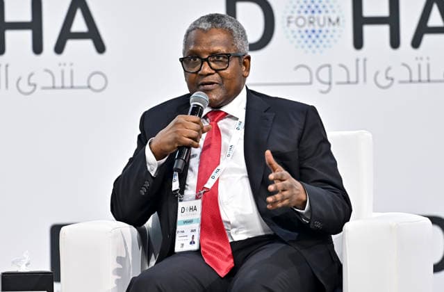 Doha Forum 2025 Aliko Dangote, President, Dangote Foundation, takes part in a panel discussion during the 23rd edition of the Doha Forum 2025 at the Sheraton Grand Doha Resort & Convention Hotel in Doha, Qatar, on December 6, 2025. DOHA Qatar Copyright: xNOUSHADxTHEKKAYILx