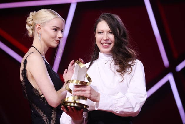 Anya Taylor Joy and Vladlena Sandu are seen on stage after receiving the Jury Prize Award for the film Memory during attends the Closing Ceremony during the 22nd Marrakech International Film Festival Marrakech, Morocco 06 12 2025 451320 2025 12 06 MARRAKECH Morocco  Copyright: xRomualdxMeigneuxx xStarfacex STAR_451320_100