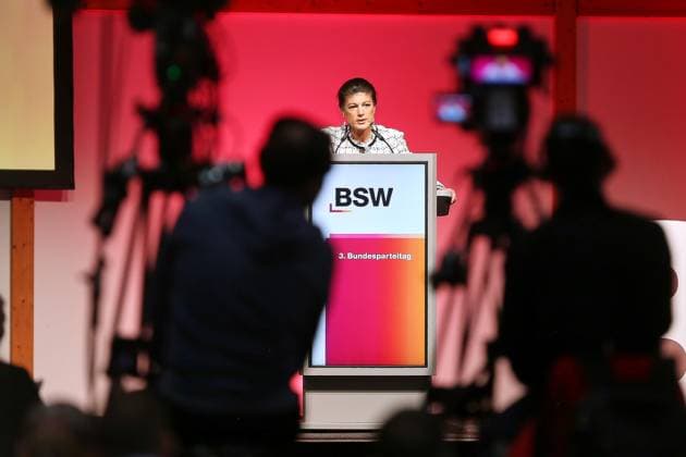 Magdeburg, Saxony-Anhalt, Germany, 07 12 2025 Trade fair 3 BSW Federal Party Conference Sahra Wagenknecht Copyright: xdtsxNachrichtenagenturx dts_97966