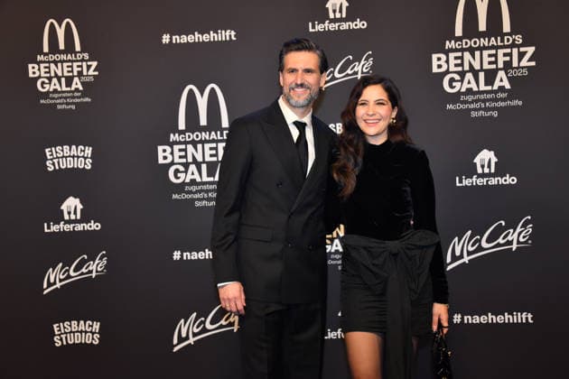 Tom Beck with wife Chryssanthi Kavazi McDonalds Benefit Gala McDonalds Childrens Aid Foundation Eisbach Studios Munich 06 December 2025