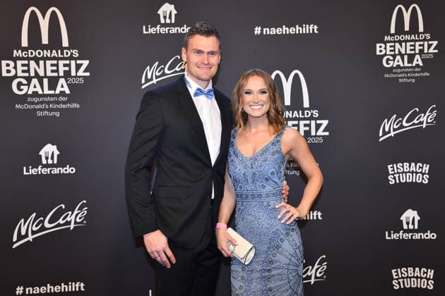 Hannes Ocik with his wife Nele McDonalds Benefit Gala McDonalds Childrens Aid Foundation Eisbach Studios Munich 06 December 2025