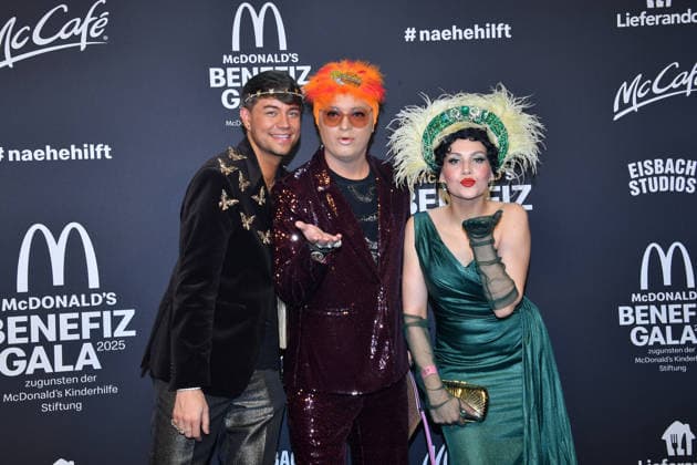 Marcell Damaschke, Pauline Stolze and Julian F Soeckel McDonalds Benefit Gala McDonalds Childrens Aid Foundation Eisbach Studios Munich 06 December 2025
