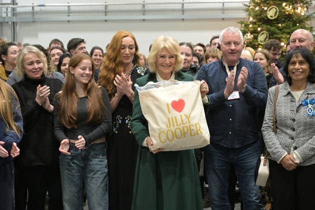 Queen Camilla visits the set of the TV Show Rivals Queen Camilla visits the set of the TV Show Rivals in Bristol, UK, on the 8th December 2025. Picture by Anthony Upton WPA-Pool Bristol Bristol United Kingdom  WHA-0806