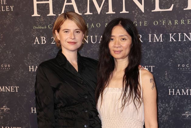 Jessie Buckley and director Chloe Zhao at the Hamnet cinema premiere on 8 12 2025 at the Delphi Filmpalast in Berlin Hamnet film premiere in Berlin