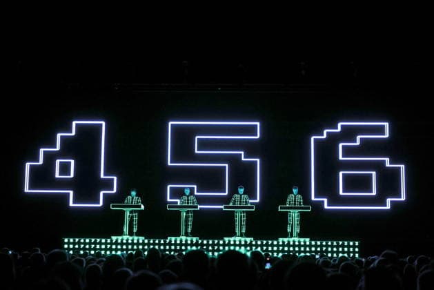 Kraftwerk, in concert live at the Uber Eats Music Hall, Berlin, with Ralf Hütter, Henning Schmitz, Falk Grieffenhagen, Georg Bongartz, Berlin