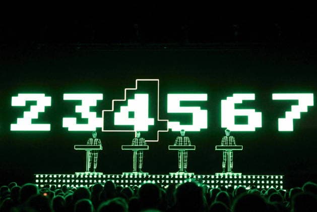 Kraftwerk, in concert live at the Uber Eats Music Hall, Berlin, with Ralf Hütter, Henning Schmitz, Falk Grieffenhagen, Georg Bongartz, Berlin