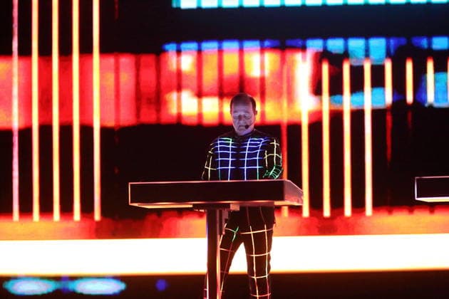 Ralf Hütter from the band Kraftwerk at a concert in the Uber Eats Music Hall in Berlin, December 9, 2025 Kraftwerk concert Berlin