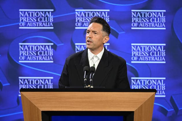 BEN SHEWRY PRESS CLUB, Ben Shewry addresses the National Press Club of Australia in Canberra, Wednesday, December 10, 2025. ( NO ARCHIVING CANBERRA AUSTRALIAN CAPITAL TERRITORY AUSTRALIA  Copyright: xLUKASxCOCHx 20251210113324742357