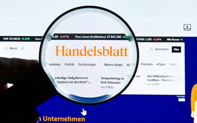 handelsblatt de, website, internet, magnifying glass, monitor