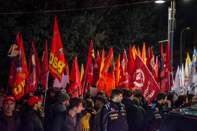 December 10, 2025, Istanbul, Istanbul, Turkey: Unions, students, and left-socialist groups gathered in IstanbulÃ¢â‚¬â ¢s Kadikoy district to protest the governmentÃ¢â‚¬â ¢s MESEM (Vocational Education Centers) policy, criticizing it for promoting child labor and precarious working conditions. Demonstrators held banners and chanted slogans demanding the abolition of MESEM practices and stronger protections for young workers. Istanbul Turkey - ZUMAt171 20251210_zip_t171_004 Copyright: xAbdullahxTepelix