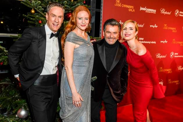 ABBleipzig Sven Lorig, Barbara Meier Model Stephanie Müller Spirra and Thomas Anders Presenters on the red carpet at the 31 Jose Carreras Gala in the Media City Leipzig, on 10 12 25 Saxony Germany