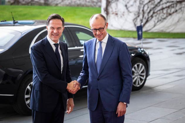 R L Friedrich Merz CDU , Federal Chancellor, welcomes Mark Rutte, Secretary General of NATO at the Federal Chancellery in Berlin, 11 12 2025 Berlin Germany Copyright: xAmreixSchulzx