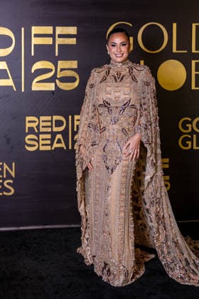 Golden Globes Gala at Red Sea Film Festival - Jeddah Hend Sabry attends the Golden Globes Gala Dinner, as part of the 5th edition of the Red Sea Film Festival in Jeddah, Saudi Arabia, on December 10, 2025. Photo by Balkis Press ABACAPRESS.COM Jeddah Saudi Arabia  Copyright: xBalkisxPress ABACAx