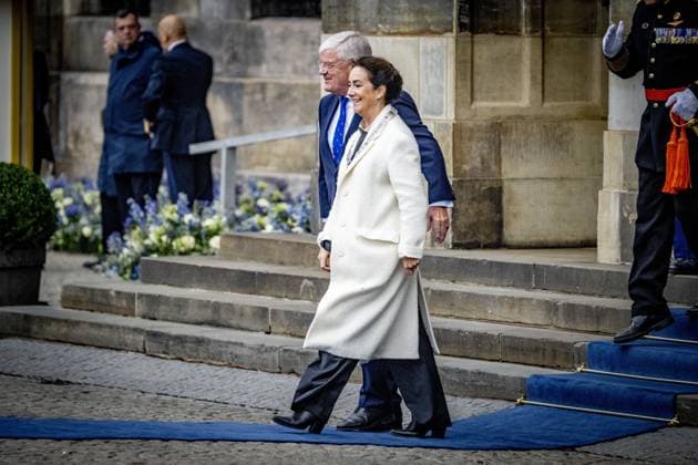 AMSTERDAM Mayor Femke Halsema and Jan van Zanen. At the invitation of King Willem-Alexander and Queen Maxima, Finnish President Alexander Stubb is paying a state visit to the Netherlands. He will be accompanied by his wife, Suzanne Innes-Stubb. Welcome ceremony on Dam Square ANP HOLLANDSE HOOGTE ROBIN UTRECHT netherlands out - belgium out  Copyright: xx x544570538x originalFilename: 544570538.jpg