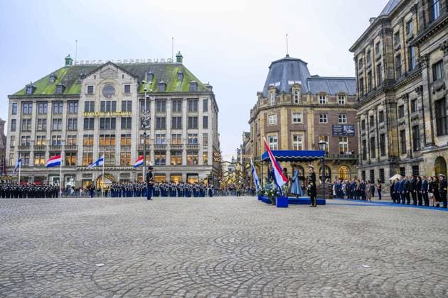Amsterdam, The Netherlands, 2025-12-11 06:29:42 AMSTERDAM, 11-12-2025, Dam Square. State visit of the President of Finland, Alexander Stubb, to the Netherlands. He is accompanied by his wife, Suzanne Innes-Stubb. King Willem-Alexander and Queen Maxima officially welcome the Finnish President and Mrs. Innes-Stubb on Dam Square in Amsterdam. PHOTO: NLBeeld Patrick van Emst Credit: NL Beeld Patrick van Emst  Copyright: xx x