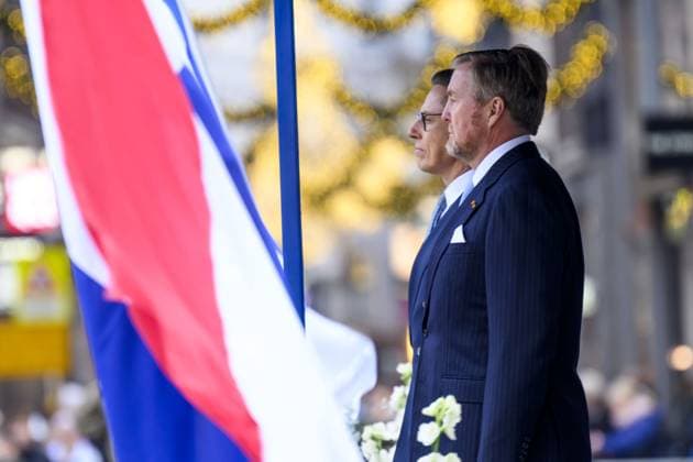 Amsterdam, The Netherlands, 2025-12-11 06:28:57 AMSTERDAM, 11-12-2025, Dam Square. State visit of the President of Finland, Alexander Stubb, to the Netherlands. He is accompanied by his wife, Suzanne Innes-Stubb. King Willem-Alexander and Queen Maxima officially welcome the Finnish President and Mrs. Innes-Stubb on Dam Square in Amsterdam. PHOTO: NLBeeld Patrick van Emst Credit: NL Beeld Patrick van Emst  Copyright: xx x