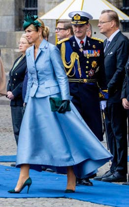 11-12-2025 Amsterdam Queen Maxima with the Finnish President Alexander Stubb and Suzanne Innes-Stubb during the welcome ceremony at the Dam square on the 1st day of the 2 day statevisit to the Netherlands. Â  Copyright: xPPEx