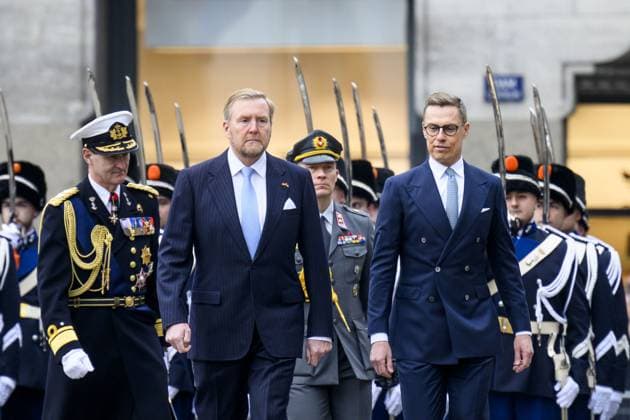Royals Welcome the Finnish President - Amsterdam State visit of the President of Finland, Alexander Stubb, to the Netherlands. He is accompanied by his wife, Suzanne Innes-Stubb. King Willem-Alexander and Queen Máxima officially welcome the Finnish President and Mrs. Innes-Stubb on Dam Square in Amsterdam. December 11, 2025. Photo by NLBeeld Patrick van Emst Bruno Press ABACAPRESS.COM  Copyright: xBrunoxPress ABACAx