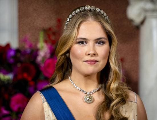 AMSTERDAM Princess Amalia poses with King Willem-Alexander, Queen Maxima, Finnish President Alexander Stubb, and his wife Suzanne Innes-Stubb for an official photo at the Royal Palace in Amsterdam on the first day of a two-day state visit to the Netherlands. ANP REMKO DE WAAL netherlands out - belgium out  Copyright: xx x544598565x originalFilename: 544598565.jpg