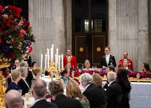 AMSTERDAM Alexander Stubb, the President of Finland, delivers a speech at a state banquet with King Willem-Alexander, Queen Maxima, Princess Amalia, and Stubb s wife, Suzanne Innes-Stubb, at the Royal Palace in Amsterdam on the first day of a two-day state visit to the Netherlands. ANP REMKO DE WAAL netherlands out - belgium out  Copyright: xx x544611951x originalFilename: 544611951.jpg