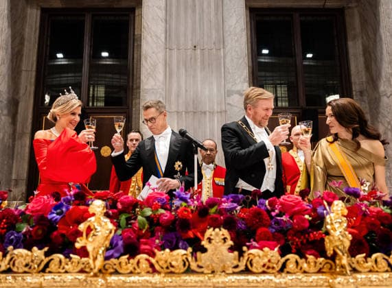 State visit of Finland to the Netherlands, Amsterdam, The Netherlands - 11 Dec 2025 King Willem-Alexander, Queen Maxima, President Alexander Stubb, Suzanne Innes-Stubb during the state banquet at the Royal Palace in Amsterdam during the state visit of Finland to the Netherlands. Amsterdam The Netherlands  Copyright: xDPPA POOLx
