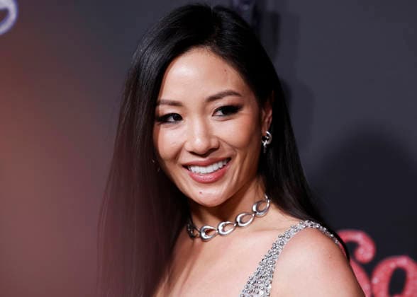 Constance Wu arrives on the red carpet at the Focus Features Song Sung Blue New York Premiere at AMC Lincoln Square Theater on Thursday, December 11, 2025 in New York City.  NYP20251211102 JohnxAngelillo