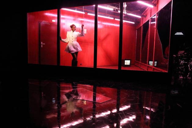 Ruby Commey during the photo rehearsal for The Legend of Paul and Paula at the Maxim Gorki Theater in Berlin, Studio, 11 December 2025 Based on the film narration by Ulrich Plenzdorf for the DEFA film of the same name Directed by Murat Dikenci Stage and costumes Marilena Büld Premiere is on 13 December 2025 Maxim Gorki Theater Berlin The Legend of Paul and Paula
