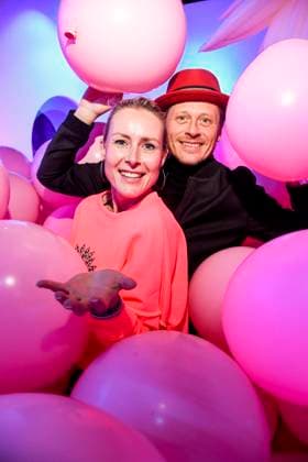 ABBberlin Franziska Hippe and Roman Knizka Couple of actors as guests at the opening of Bubble Planet Das Erlebnismuseum für alle Sinne in der Arena Berlin 11 12 2025 Berlin Germany