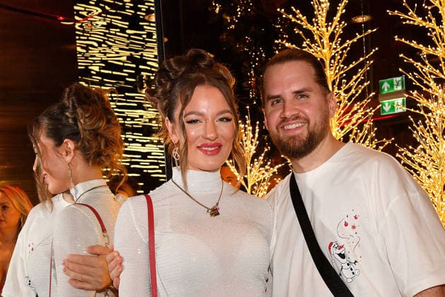 Joelina Drews and Adrian Louis at Cathy s Charity Christmas Event at the Living Hotel Das Viktualienmarkt on 11 12 2025 in Munich Cathy Hummels Charity Christmas Event in Munich