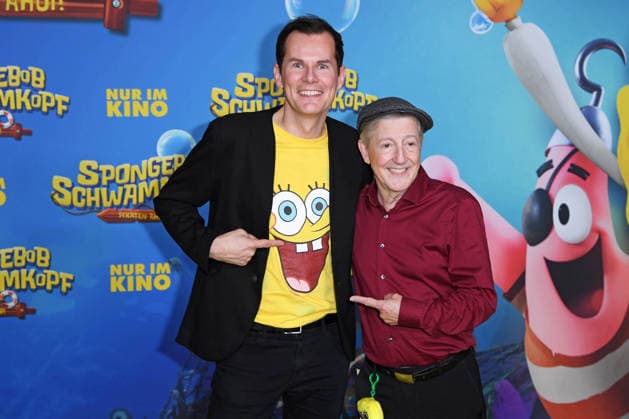 Malte Arkona, Santiago Ziesmer at the German premiere of SPONGEBOB SCHWAMMKOPF PIRATEN AHOI at the cinema in the Kulturbrauerei in Berlin on 14 12 2025