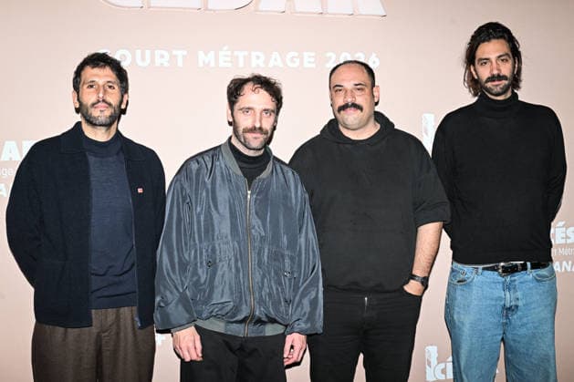 Photocall Courts Metrages Cesar 2026 in Paris FA (L-R) Nelson Ghrenassia, Stavros Petropoulos, a guest and Stephane Marchal pose for a photocall during the Brunch of Courts Metrages Cesar 2026 in Paris on December 14, 2025. Photo by Firas Abdullah ABACAPRESS.COM Paris Ile-de-France France  Copyright: xAbdullahxFiras ABACAx