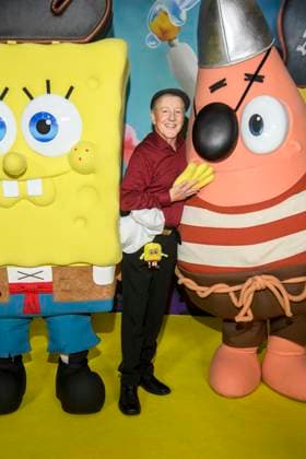 ABBberlin Santiago Ziesmer German dubbing voice guest on the yellow carpet at the German premiere of SPONGEBOB SCHWAMMKOPF PIRATEN AHOI at the cinema in the Kulturbrauerei on 14 12 2025 Berlin Germany