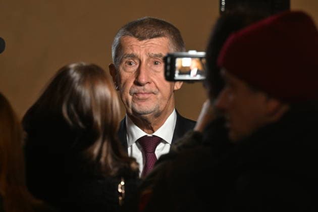 Czech Prime Minister Andrej Babis (ANO) speaks to journalists at the inauguration of Petr Macinka (Motorists) as Foreign Affairs Minister, in Prague, Czech Republic, on December 15, 2025. (CTKxPhoto MichaelaxRihova) CTKPhotoP2025121503879  CTKPhotoP2025121503879