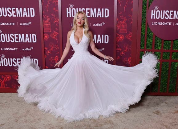 Cast member Sydney Sweeney attends the premiere of the motion picture thriller The Housemaid the TCL Chinese Theatre in the Hollywood section of Los Angeles on Monday, December 15, 2025. Storyline: A struggling woman is happy to start over as a housemaid for an affluent, elite couple.  LAP2025121504 JIMxRUYMEN
