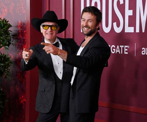 Director Peter Feig (L) and cast member Brandon Sklenar attend the premiere of the motion picture thriller The Housemaid the TCL Chinese Theatre in the Hollywood section of Los Angeles on Monday, December 15, 2025. Storyline: A struggling woman is happy to start over as a housemaid for an affluent, elite couple.  LAP2025121528 JIMxRUYMEN