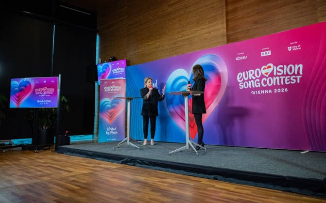 20251216 Eurovision Song Contest 2026 - ORF-Medienupdate WIEN, OESTERREICH - 16. DEZEMBER: ORF Fernseh-Programmdirektorin Stefanie Groiss-Horowitz und Politikjournalistin, ORF TV-Moderatorin, Vorsitzende des Frauennetzwerk Medien und Host der Verantsaltung Alexandra Maritza Wachter waehrend des Mediengespraechs anlaesslich eines ORF Updates zum 70. ESC - Eurovision Song Contest vom 12. bis zum 16. Mai 2026 in Wien im Foyer der Halle F der Wiener Stadthalle am 16. Dezember 2025 in Wien, Oesterreich. 251216_SEPA_17_027 Copyright: xIsabellexOuvrardx SEPAxMedia
