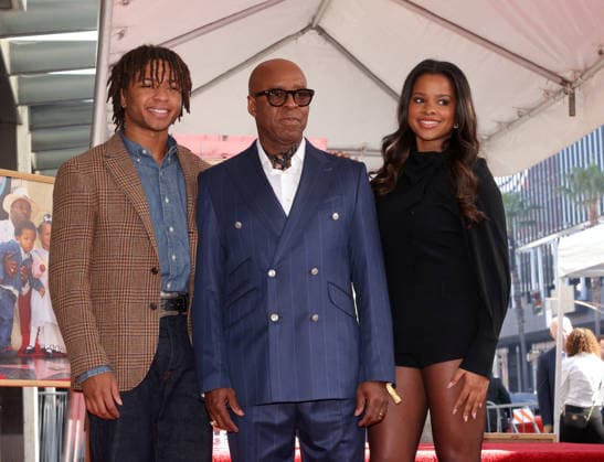 Slater Josiah Vance, Courtney B. Vance and Bronwyn Golden Vance attend an unveiling ceremony honoring Courtney B. Vance with the 2,831st star on the Hollywood Walk of Fame in Los Angeles on Tuesday, December 16, 2025.  LAP20251216839 GREGxGRUDT