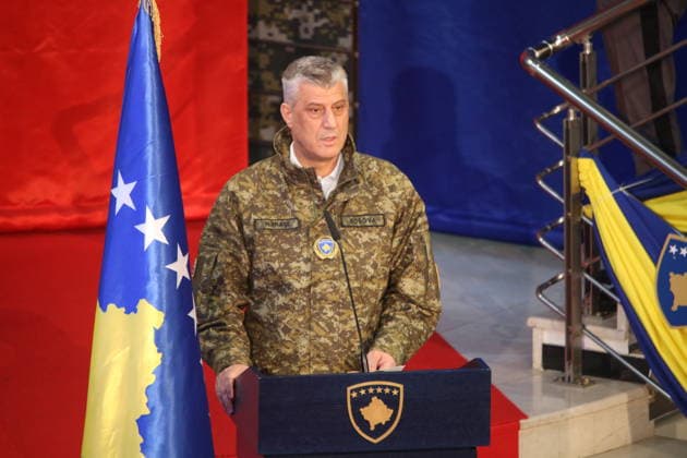 Kosovo approves measure to establish national army PRISTINA, KOSOVO - DECEMBER 14: President of Kosovo Hashim Thaci delivers s speech during the state ceremony after the Kosovo s parliament on Friday overwhelmingly passed a law making a 5,000-strong standing Kosovar army a reality, in Pristina, Kosovo on December 14, 2018. Kosova World. Editorial use only. Please get in touch for any other usage.  Copyright: x2025xAnadoluxErkinxKecix