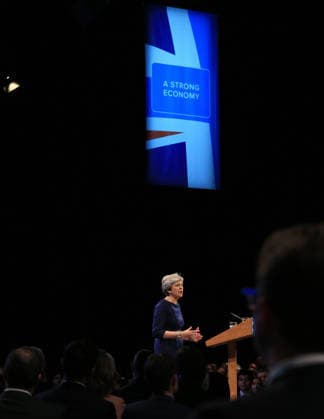 British Conservative Party Annual Conference 2017 MANCHESTER, UNITED KINGDOM - OCTOBER 04: British Prime Minister and leader of the Conservative Party Theresa May MP speaks during her keynote speech on the final day of the annual Conservative Party Conference in Manchester, north west England on October 04, 2017. Manchester Ingiltere. Editorial use only. Please get in touch for any other usage.  Copyright: x2025xAnadoluxLindseyxParnabyx