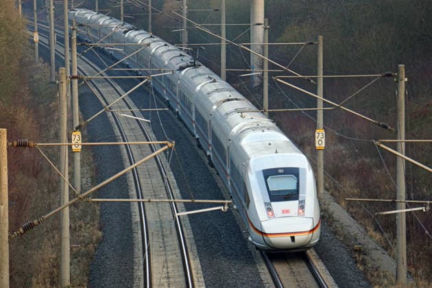 Insights from a train journey starting in Goettingen Hbf to Hannover Hbf on the ICE route near Northeim Train journey in Germany by train on the ICE