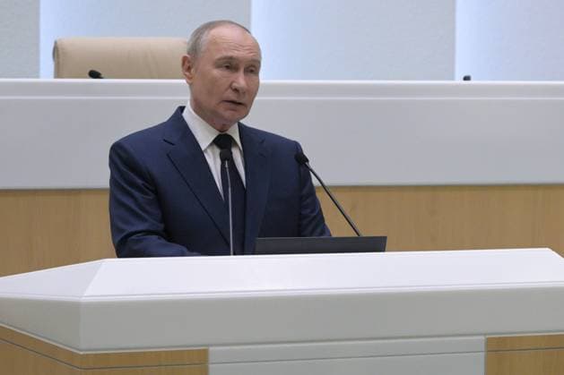 Russia Putin Parliament 9079106 24.12.2025 Russian President Vladimir Putin speaks during a session at the Federation Council, the upper house of parliament, in Moscow, Russia. Alexey Nikolskiy Sputnik Moscow Russia Copyright: xAlexeyxNikolskiyx