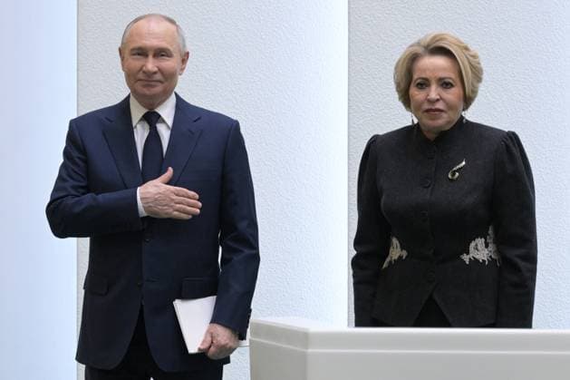 Russia Putin Parliament 9079119 24.12.2025 Russian President Vladimir Putin and Federation Council speaker Valentina Matvienko attend a session at the Federation Council, the upper house of parliament, in Moscow, Russia. Alexey Nikolskiy Sputnik Moscow Russia Copyright: xAlexeyxNikolskiyx