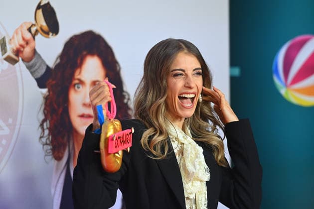 Cathy HUMMELS FISCHER , single image,cropped single motif,portrait,portrait,portrait premiere EXTRAWURST on 08 01 2026 at the Mathaeser Cinema in Munich