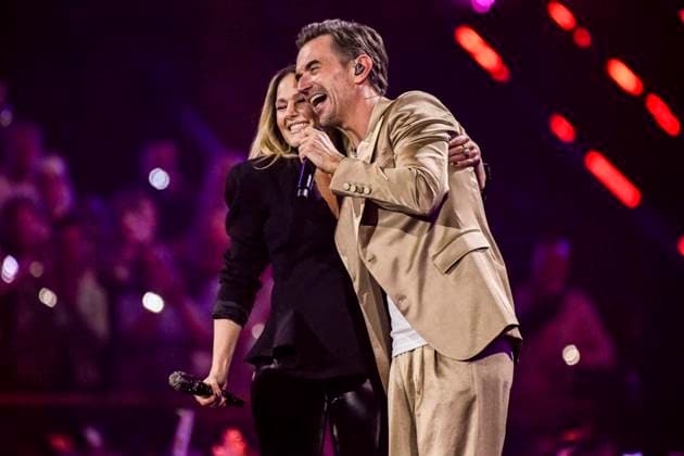 abb Florian Silbereisen presenter and Helene Fischer singer on stage at the ARD TV LIve program at the Schlagerchampions 2026 Das Grosse Fest der Besten on stage at the Velodrom on 10 01 2026 in Berlin Berlin Germany
