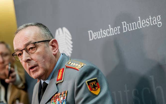 Carsten Breuer on the incident involving the Bundeswehr in Zweibrücken EUR, Germany, Berlin 14 01 2026 Press statement by Carsten Breuer Inspector General of the Bundeswehr following questioning by the Bundestags Defense Committee Questioning on the incident involving the Bundeswehr in Zweibrücken