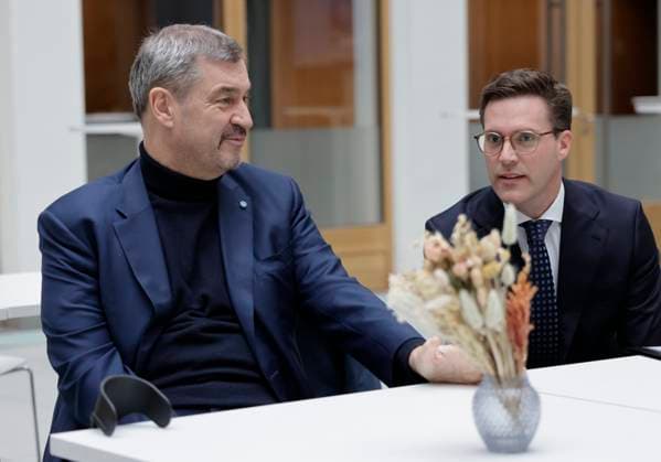 Dr. Markus Söder MdL, Minister President of the State of Bavaria and Chairman of the CSU, Manuel Hagel MdL, State Chairman of the CDU and top candidate in Baden Württemberg, Germany, Berlin, Federal Press Conference, Topic 3 Lions Alliance