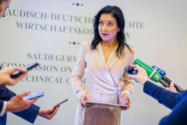 Katherina Reiche CDU , Federal Minister for Economic Affairs and Energy, travels to Saudi Arabia with a business delegation Here at a press statement after the Saudi German Business Council 01 02 2026 Photographed on behalf of the BMWE Riyadh Saudi Arabia Copyright: xThomasxImo BMWEx